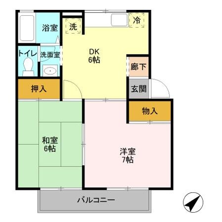 コーポ七曲りD（藤岡市岡之郷）の物件間取画像